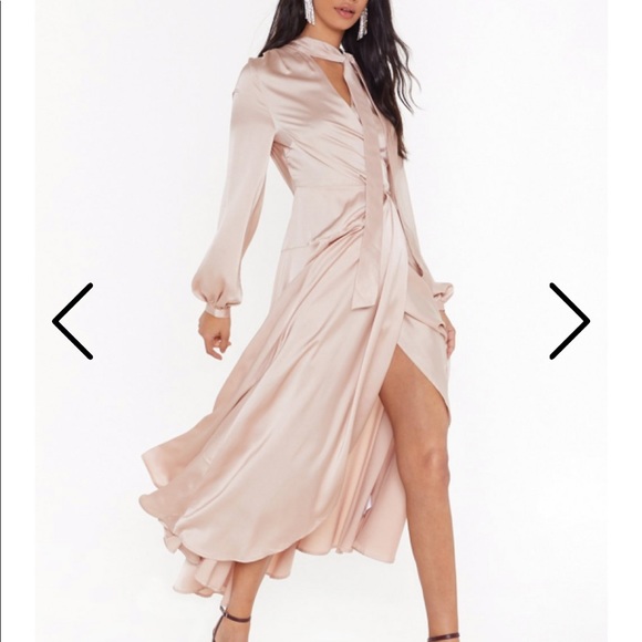 Nasty Gal Dresses & Skirts - Champagne Satin long sleeve puff sleeve dress Nasty Gal Dresses & Skirts - Champagne Satin long sleeve puff sleeve dress